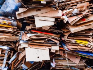 waste paper is collected and packed for recycling