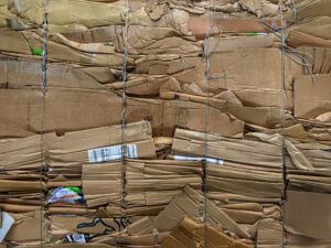 waste cardboard collected and packed for recycling